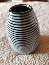 ikea Vase Home Decor Art Pottery Aqua Blue Brown Mini Stripe 5.5&quot; Tall 12011 - £14.10 GBP