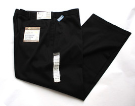 Haggar Clothing Mens Flat Front Classic Fit Premium No Iron Khaki Black 40x29 - £30.03 GBP