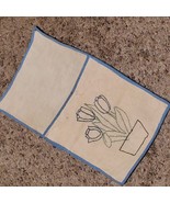 Antique Tulip Embroidery Hand Sewn Makeup Lingerie Pouch 11x6.5 Inch - $17.27 CAD
