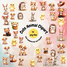 Cute Animal Clipart Bundle – 42 PNG Files | High-Resolution Commercial U... - $2.85