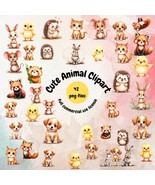 Cute Animal Clipart Bundle – 42 PNG Files | High-Resolution Commercial U... - $53.42 MXN