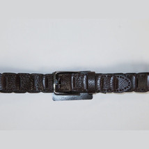 Men Genuine Leather Belt PIERO ROSSI Turkey Crocodile print Hand Stitch 69 Brown image 3