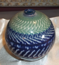 Small Bulbous Cabinet Vase Art Pottery Signed ajb - $14.84