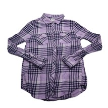 Arizona Shirt Womens S Purple Snap Button Up Western Plaid Long Sleeve - £17.89 GBP