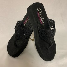 Skechers Yoga Foam Sandals Women 7 Black Platform Wedge Flip Flop Summer... - £28.38 GBP