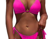 Hot pink women string bikini set tie side thong sexy halter swimsuits 2 pieces v 5 thumb155 crop