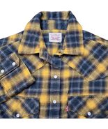 Levi&#39;s Western Button Up Shirt Yellow Black Plaid Womens Sz XS Pearl Sna... - $26.21 CAD