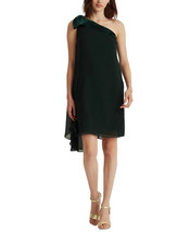 Lauren Ralph Lauren Women&#39;s Chiffon One-Shoulder Dress - Deep Pine-Size 4 - $74.99