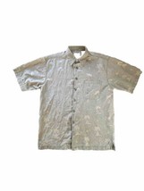 Mens Med Hawaiian Style Shirt Faded Glory Green Palm Trees Tropical Beac... - £7.44 GBP