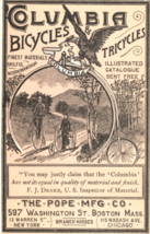 Columbia Bicycle Tricycle Pope Mfg Trade Card Advertising - £31.31 GBP
