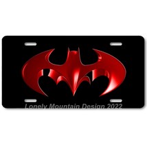 Cool Batman Inspired Art Red on Black FLAT Aluminum Novelty License Tag Plate - £14.09 GBP