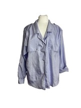 Vintage Diane Von Furstenberg Size 14 Blouse Purple Crinkle Tab Sleeve S... - $18.81