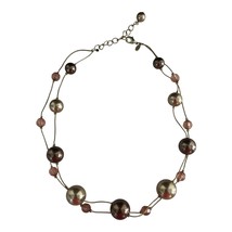 VTG RMN Beaded Necklace – Two-Strand Design with Large Pearl-Style and P... - $314.76 MXN