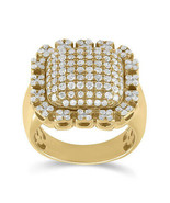 10kt Yellow Gold Mens Round Diamond Pillow Cluster Ring 2-1/2 Cttw - £2,046.63 GBP