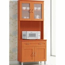 Cherry Tall Kitchen Microwave Stand Utility Cabinet Storage Shelves Cupboard - £346.84 GBP