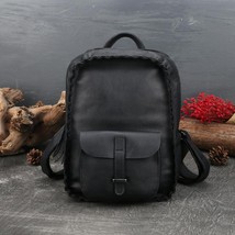 Women Backpack 2022 New Leather Retro Bag Solid Color Large Capacity First Layer - £118.99 GBP