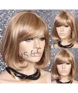 Everyday Bob Wig Strawberry and Pale Blonde mix full Bangs Can be worn l... - $59.95