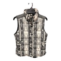 Aztec Western Vertical Stripe Puffer Poly Filled Fabric Vest Gray White ... - £16.11 GBP