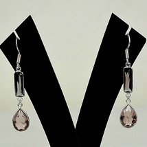 925 Sterling Silver Handmade Pear Shape Morganite Gemstone Earrings Party Gift - £18.25 GBP