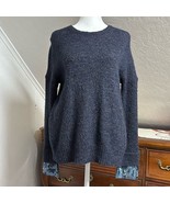 J.Crew Navy Sweater with Sequin sleeve wool &amp; mohair size XXS - £20.38 GBP