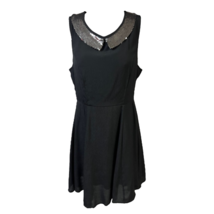 XXI Forever 21 Womens Fit &amp; Flare Dress Black Mini Sleeveles Peter Pan S New - £18.75 GBP