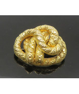 14K GOLD - Vintage Antique Shiny Etched Hollow Snakes Motif Brooch Pin -... - £645.72 GBP