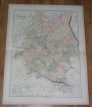 1884 Black Antique Map Of Russia Poland Lithuania Estonia Latvia Finland Ukraine - £29.44 GBP