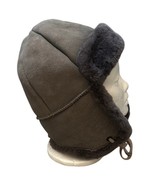 Northstar Trading Tropper Sheepskin Hat Size Medium Gray Made in USA - $101.11 CAD