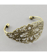 Bracelet Blank Antiqued Bronze Cuff Filigree Jewelry Making Supplies Brass - €6,57 EUR