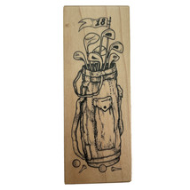 PSX Golf Bag Clubs Tees Balls Course 18th Hole Rubber Stamp G-1677 Vintage 1995 - £7.77 GBP