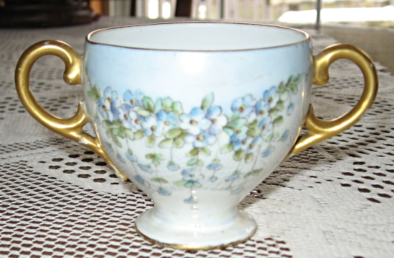 Open Sugar-D &amp; C-Delinieres &amp; Co-Double Handles- Gold Detail-Porcelain-F... - $25.00