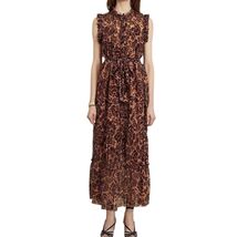 Christy Lynn Ella Silk Midi Dress with Slip Size M Sienna Brown Thanksgi... - $69.43 CAD