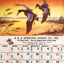 1962 A &amp; A Sporting Goods Co October Calendar Page Maine Pine Tree Cente... - €21,48 EUR