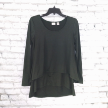 Westbound Womens Tunic Top Small Green Layered Long Sleeve Scoop Neck Lagenlook  - £15.84 GBP