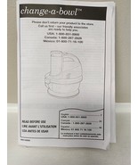 Hamilton Beach Change A Bowl 70800 Quick Start Guide and Instruction Manual - £6.21 GBP