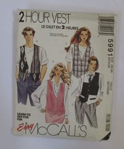 McCall&#39;s Easy 5991  2 Hour Vest Sewing Pattern Size 36-38 1992 CUT - $5.88
