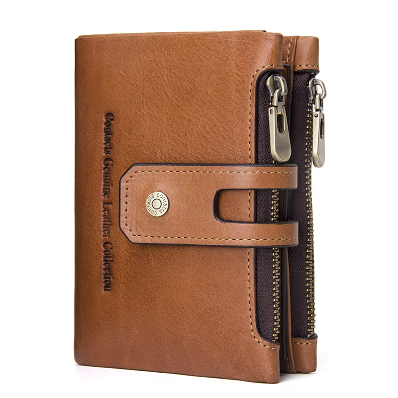 CONTACT&#39;S Genuine Leather Men Wallet Small Men Walet Zipper&amp;Hasp Male Portomonee - $85.34