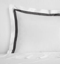 Sferra Estate White Boudoir Sham Charcoal Applique Stripe Percale Italy NEW - €24,04 EUR