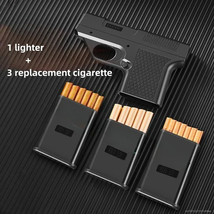 Clip Gun Butane Gas Lighter Three Capacity Clips Cigarette Holder Windpr... - $25.99