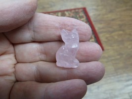 y-cat-si-525) Pink Rose Quartz crystal Sit KITTY CAT gemstone gem cats S... - $8.99