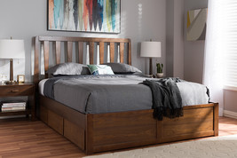Anzia Walnut Finished Queen Size Storage Platform Bed - $17,542.13 MXN