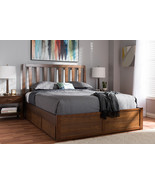 Anzia Walnut Finished Queen Size Storage Platform Bed - $17,542.13 MXN