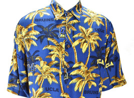 Reyn Spooner Sports UCLA Bruins Casual Hawaiian Shirt Palm Tree Blue Gol... - $89.06