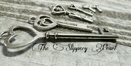 Steampunk Keys Assorted Lot Heart Key Pendants Silver Charms Skeleton Keys 6/12+ - £3.36 GBP+
