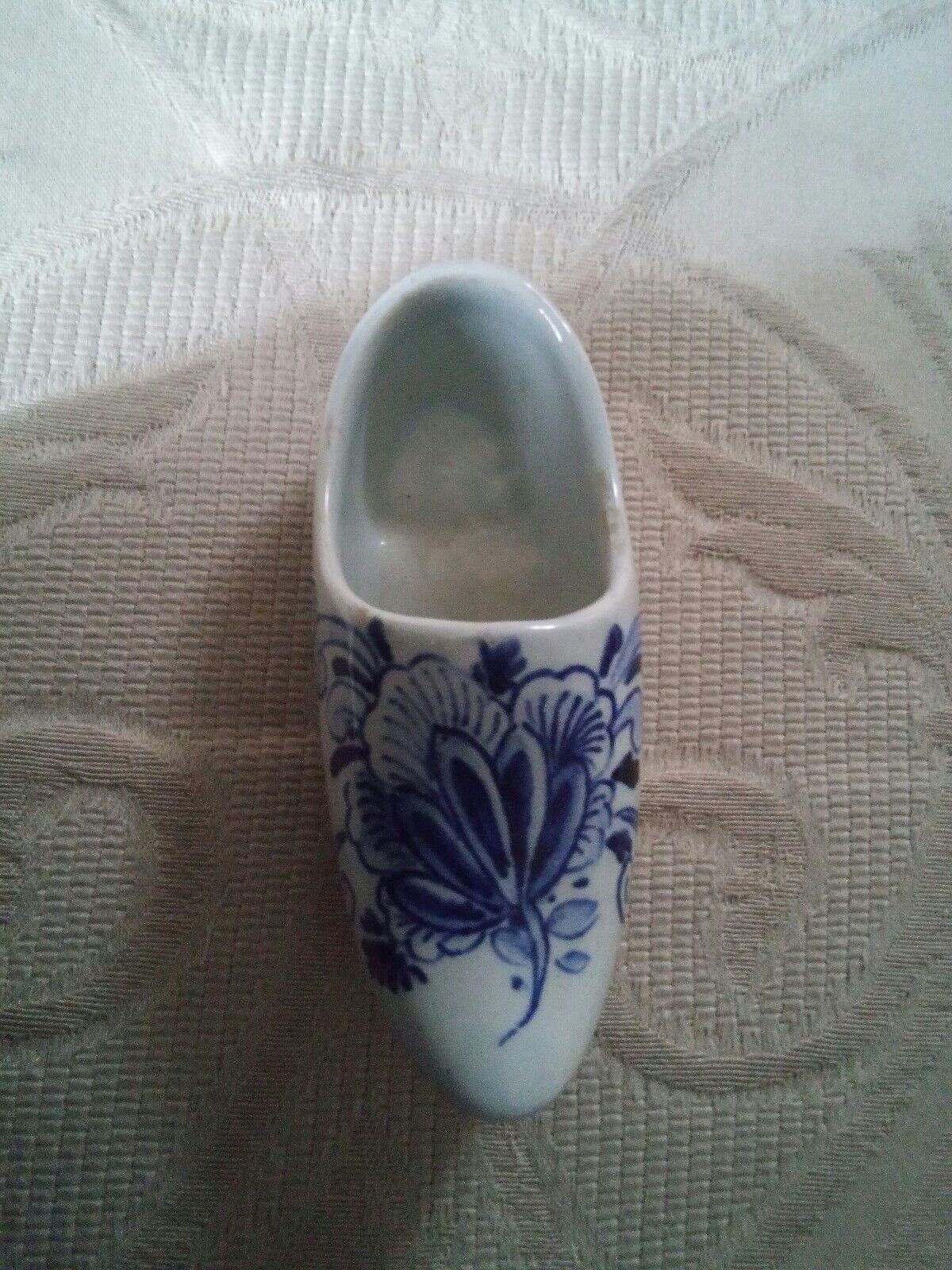 044 VTG Delfts Holland Ceramic Blue Clog Shoe Hand Painted - $19.99