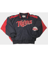 $55 Minnesota Twins Vintage 90s MLB Blue Red Therma Fleece Lined Zip Jac... - £63.21 GBP