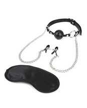 Lux Fetish Breathable Ball Gag W/adjustable Pressure Nipple Clamps - $26.93