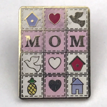 Mom Cross Squares Vintage Gold Tone Pin Christian Hearts Doves Birdhouse - £10.11 GBP