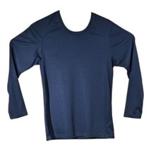 Womens Long Sleeve Plain Workout Shirt Navy Blue Size Medium Performance Top Bsn - £13.35 GBP
