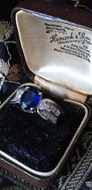 Anello vintage in argento sterling 925 degli anni &#39;90 con zaffiro e zirconi... - £85.49 GBP